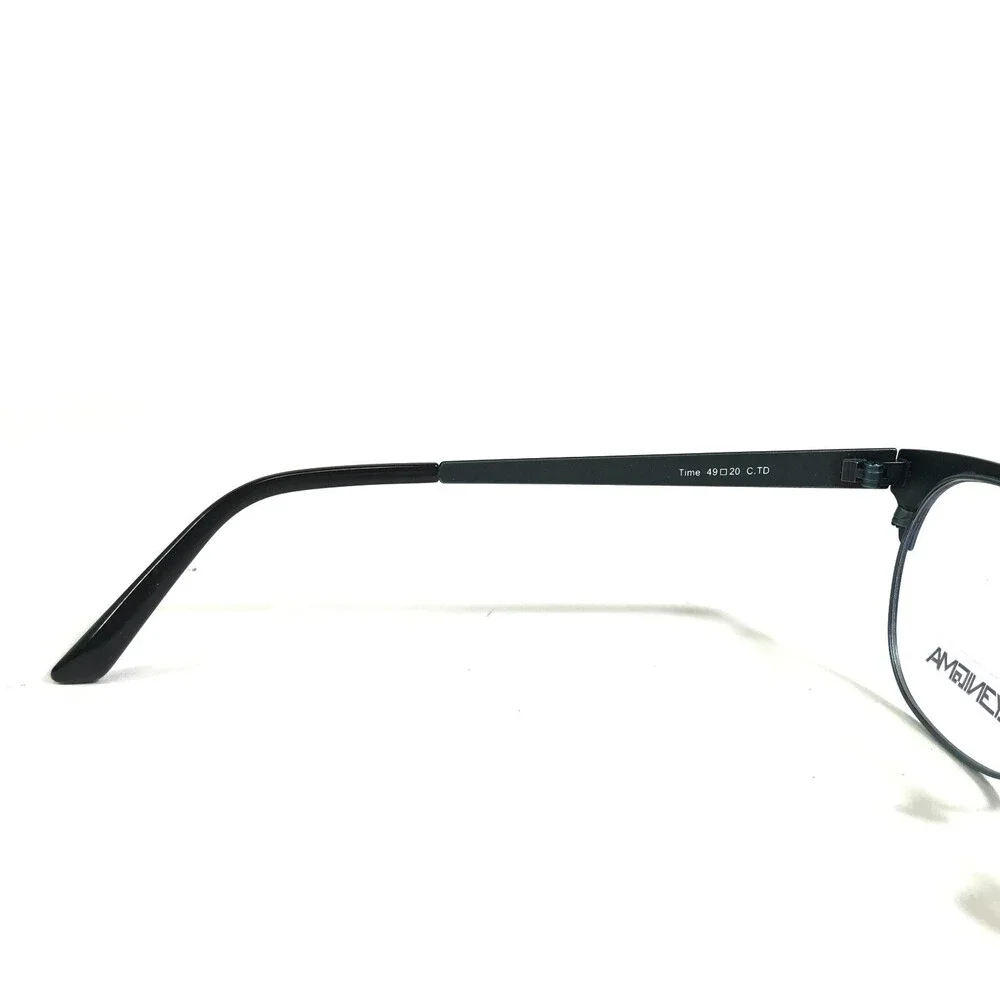 Eyenigma Time C.TD Eyeglasses Frames Blue Ribbed Round Full Rim 49-20-135